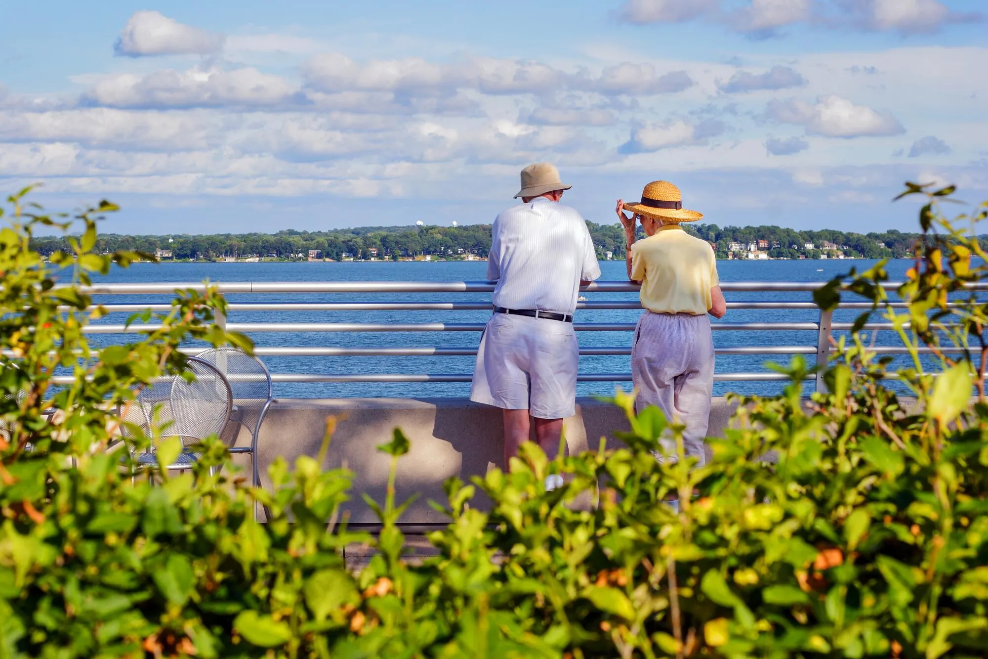 old couple watching sea 